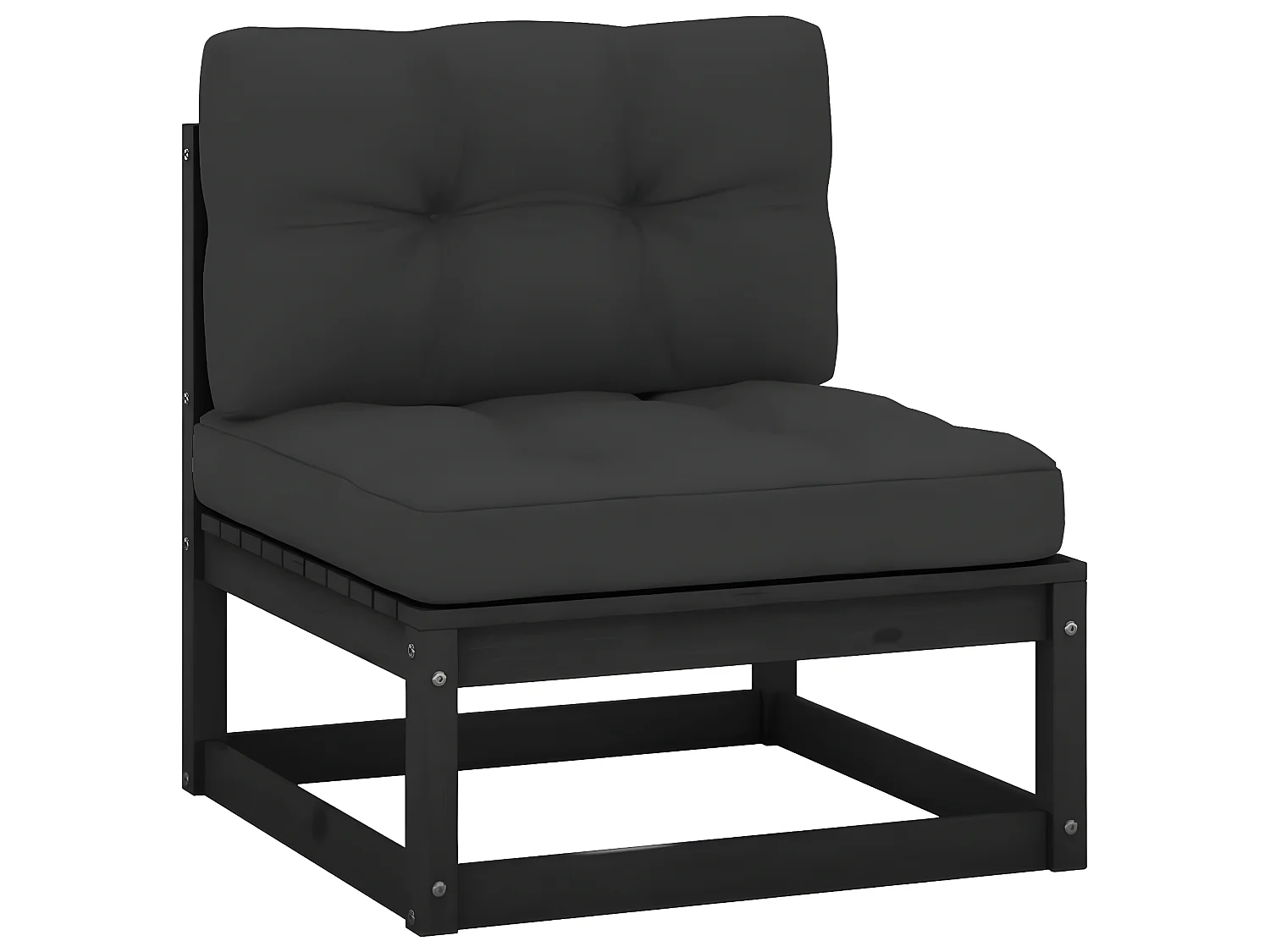 Canapé central de jardin de jardin coussins,  Banc de Jardin ou Terrasse  anthracite Bois de pin massif PWRS76128