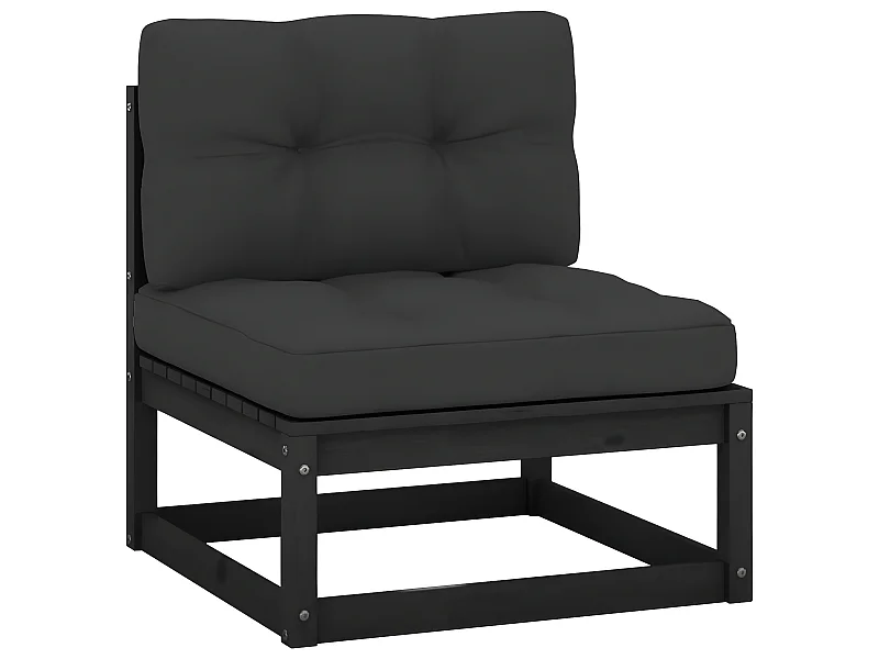 Canapé central de jardin de jardin coussins,  Banc de Jardin ou Terrasse  anthracite Bois de pin massif PWRS76128