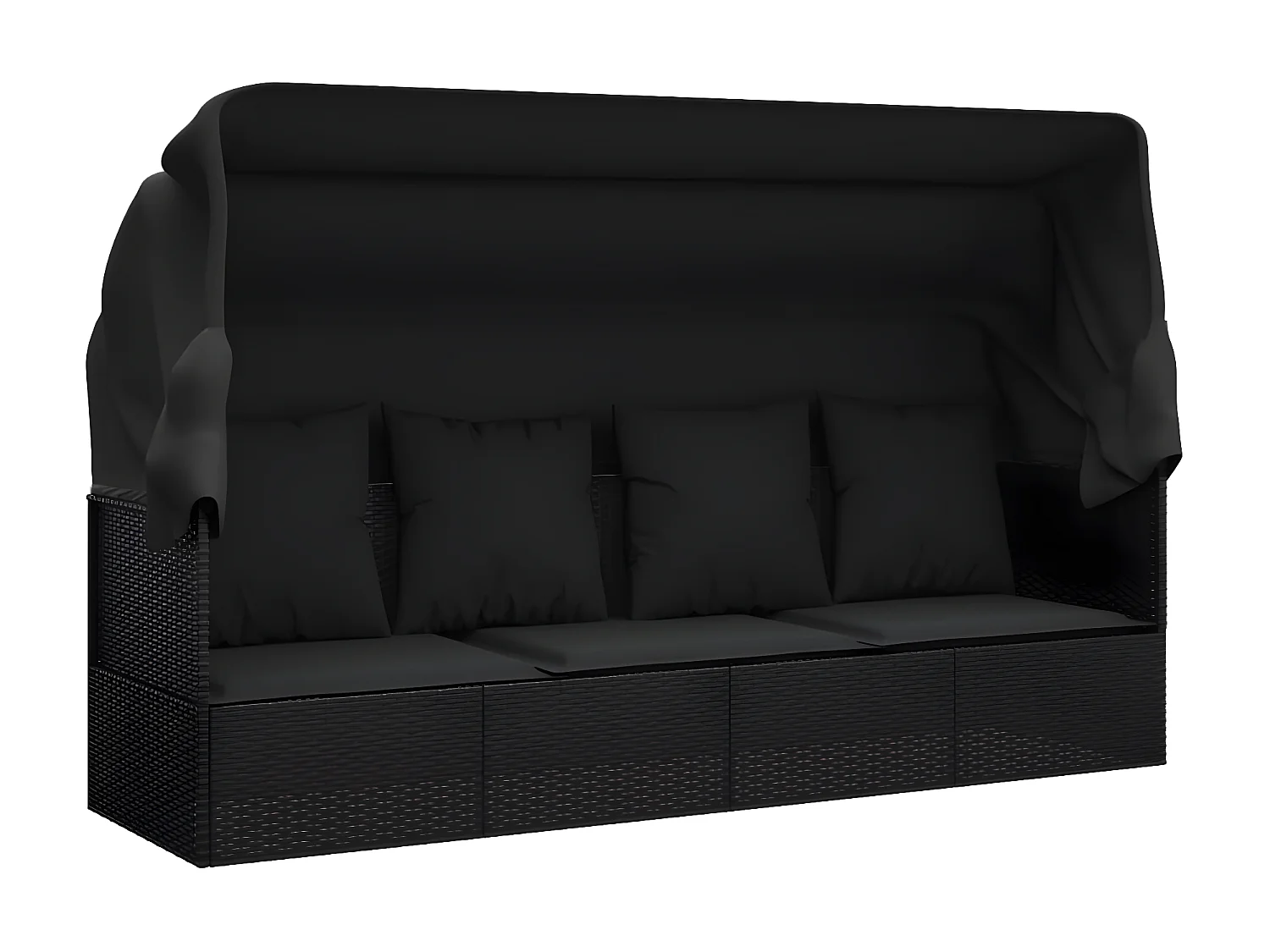 Canapé de jardin toit et coussins Noir Résine tressée PEWV11338