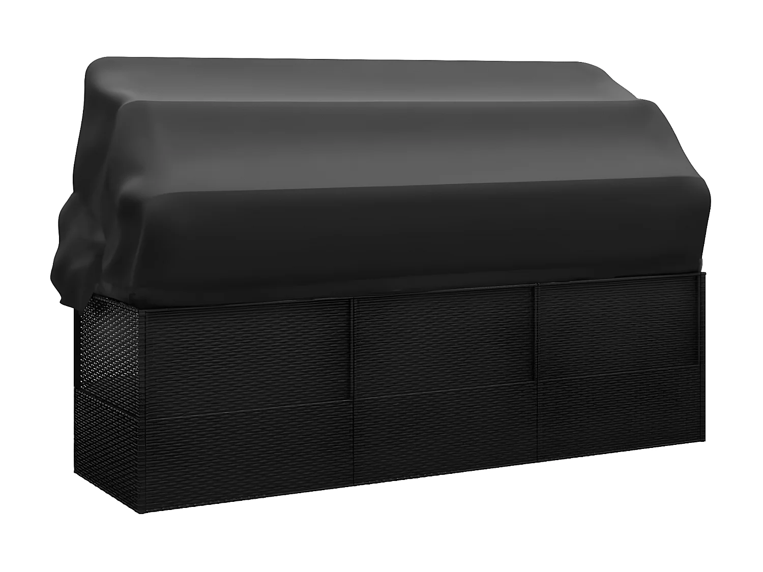 Canapé de jardin toit et coussins Noir Résine tressée PEWV11338