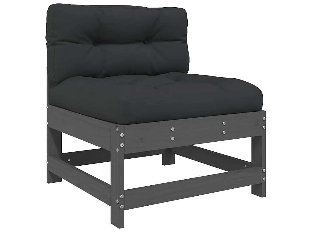 Sofá central con cojines madera maciza de pino gris KOW68165