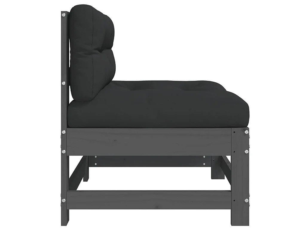 Sofá central con cojines madera maciza de pino gris KOW68165