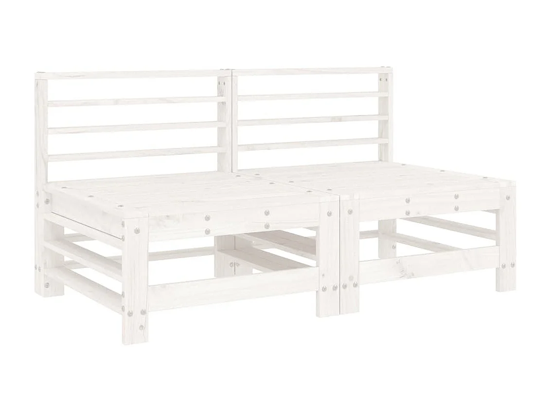 Canapés centraux de jardin avec coussins 2 pcs blanc bois de pin massif PWRS15611