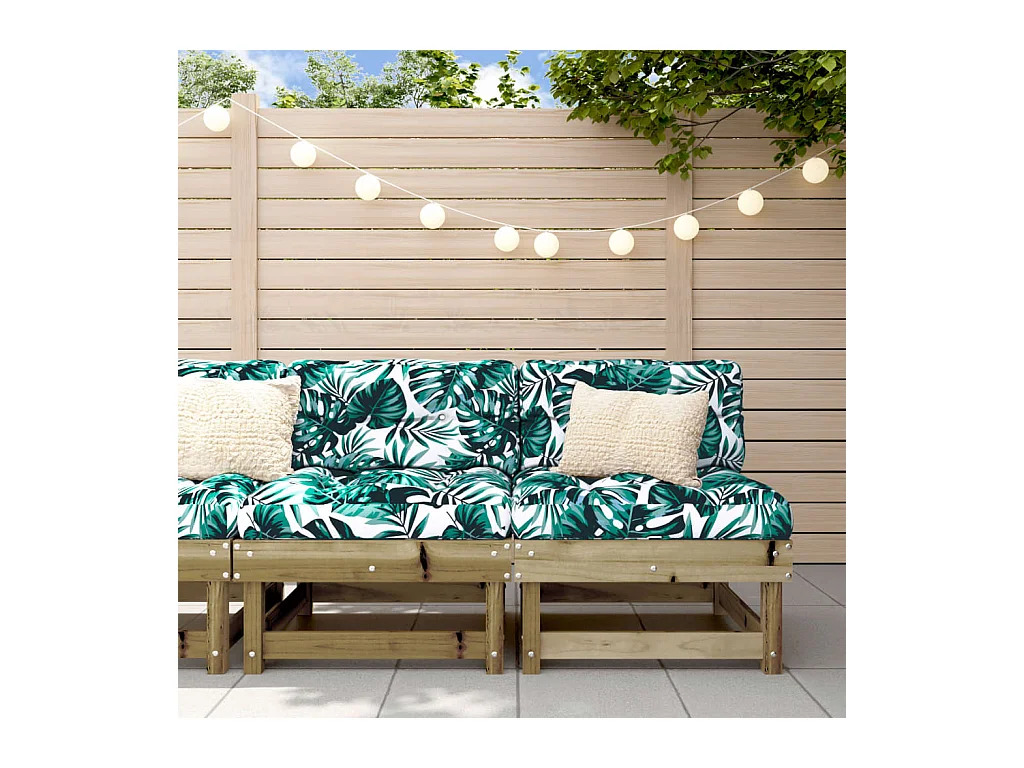 Canapés centraux de jardin avec coussins 2 pcs bois de pin imprégné PWRS22107