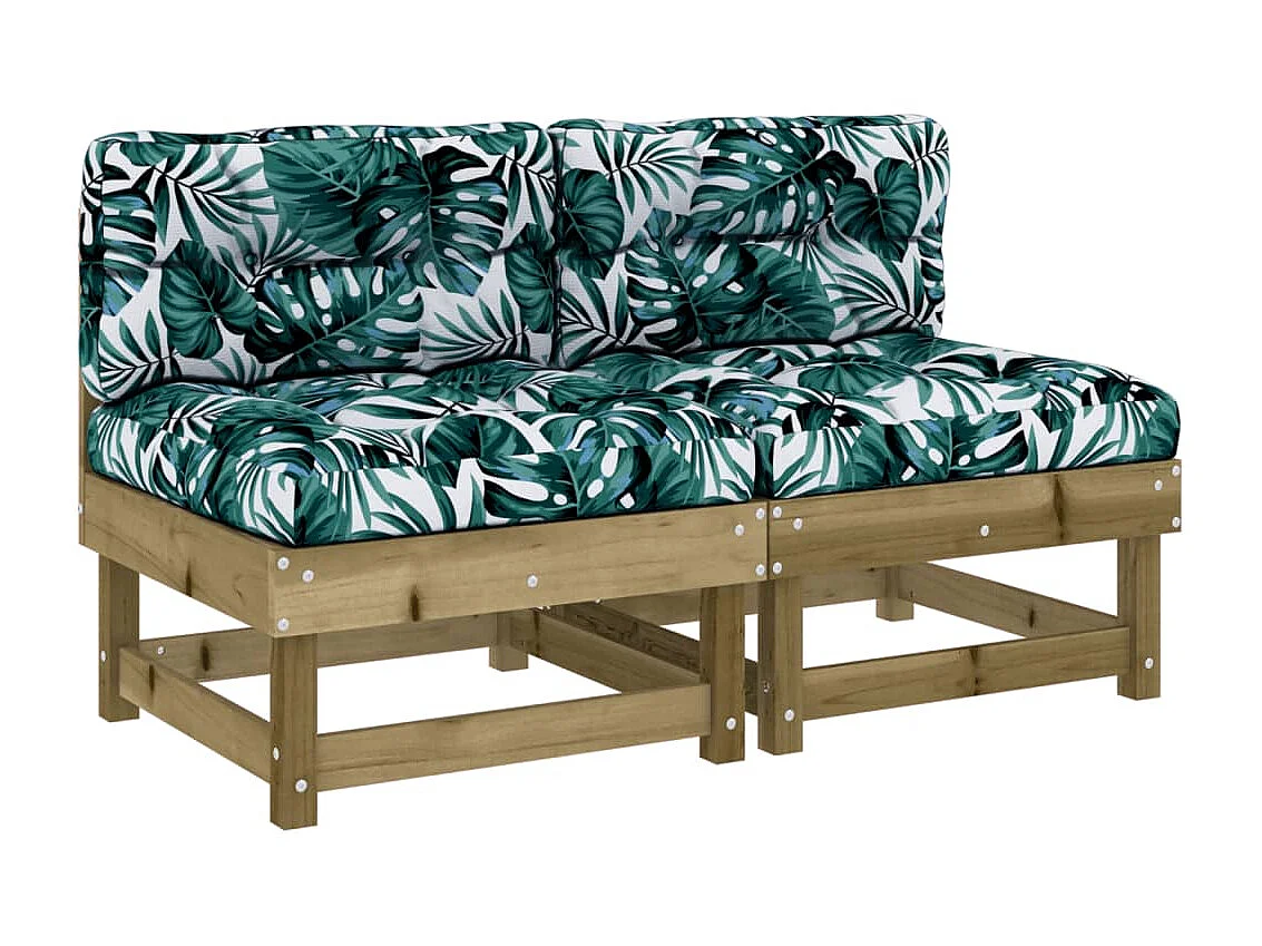 Canapés centraux de jardin avec coussins 2 pcs bois de pin imprégné PWRS22107