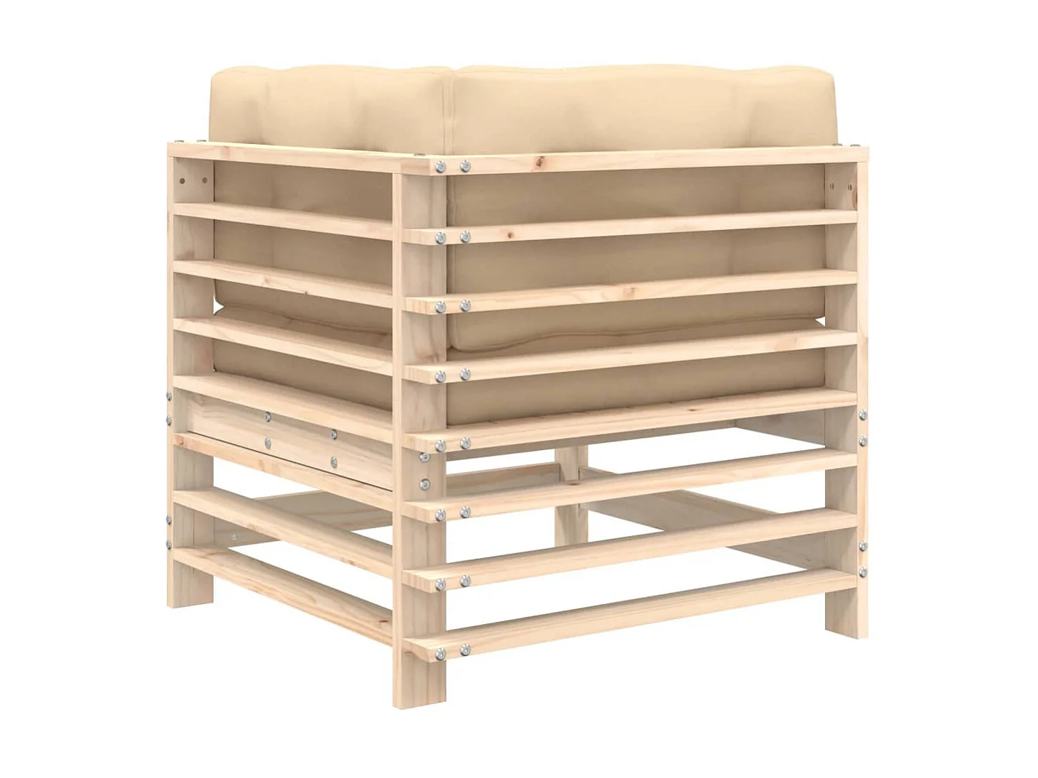 Canapé d'angle avec coussins bois de pin solide PWRS65599