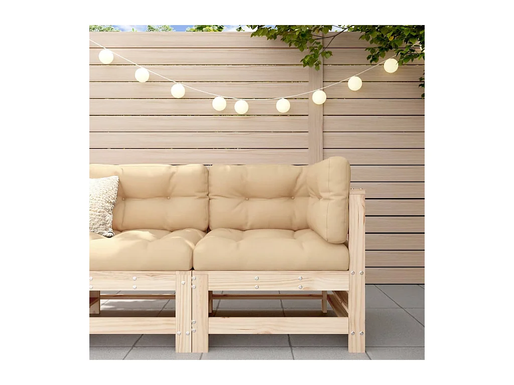 Canapé d'angle avec coussins bois de pin solide PWRS65599