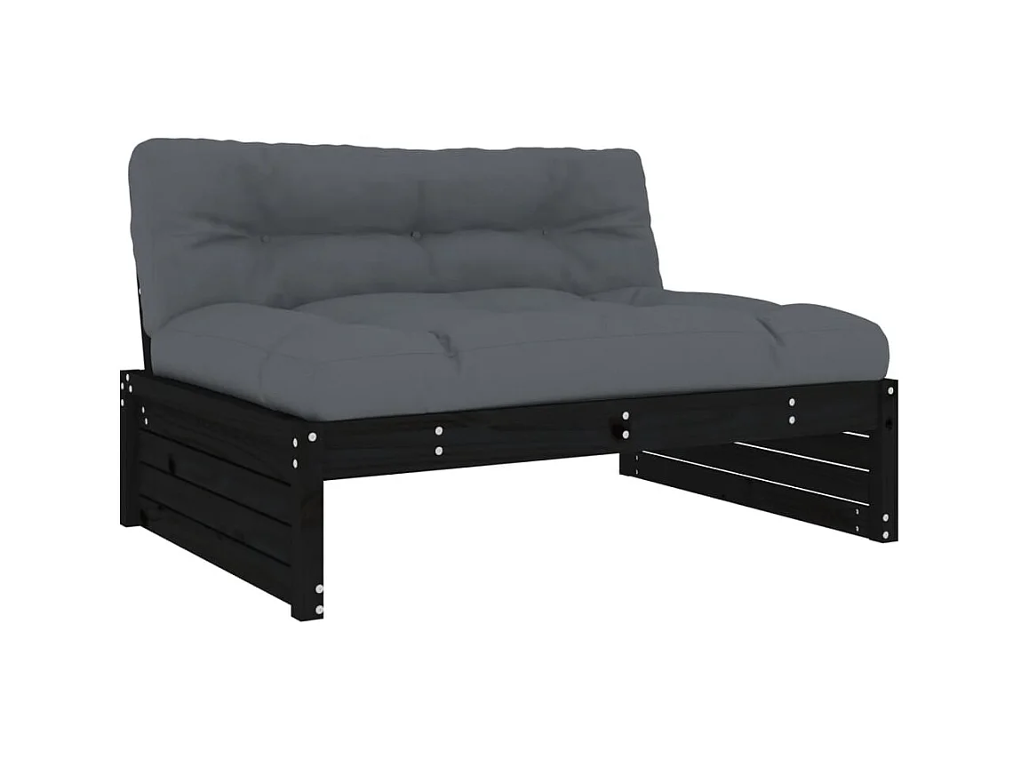 Canapé central de jardin 120x80 cm noir bois de pin massif PWRS26553