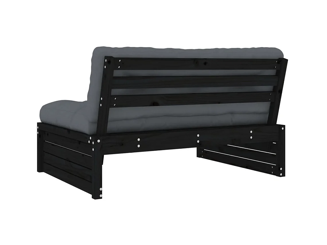 Canapé central de jardin 120x80 cm noir bois de pin massif PWRS26553