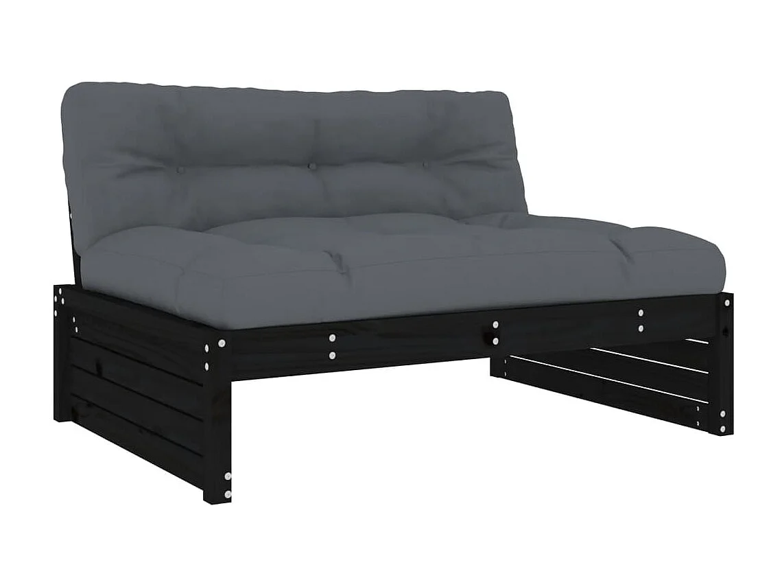 Canapé central de jardin 120x80 cm noir bois de pin massif PWRS26553