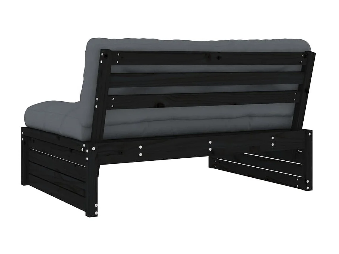 Canapé central de jardin 120x80 cm noir bois de pin massif PWRS26553