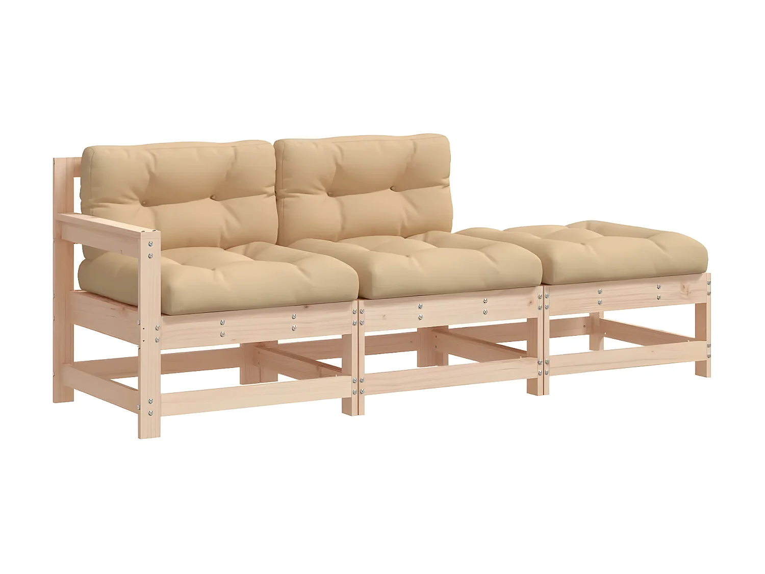 3 pcs conjunto lounge de jardim c/ almofadões madeira maciça PT628540