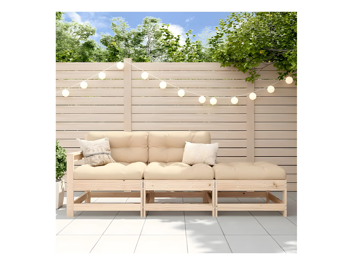 3 pcs Canapés de jardin avec coussins bois massif PWRS30721