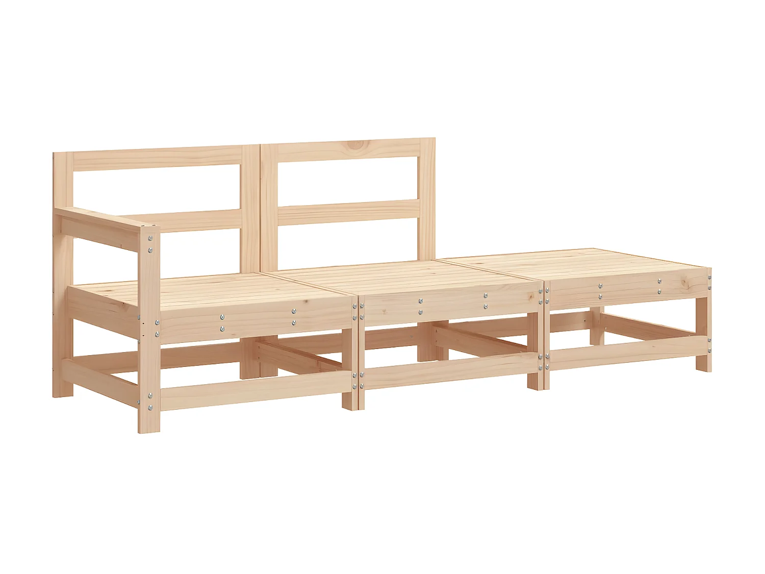 3-tlg. Garten-Sitzgruppe: Sofa + Tisch | Garten-Lounge-Set mit Kissen Massivholz -GKD956556