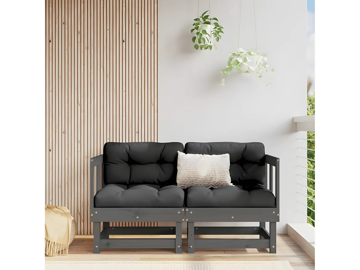 Canapés d'angle avec coussins 2 pcs gris bois de pin massif PWRS51491