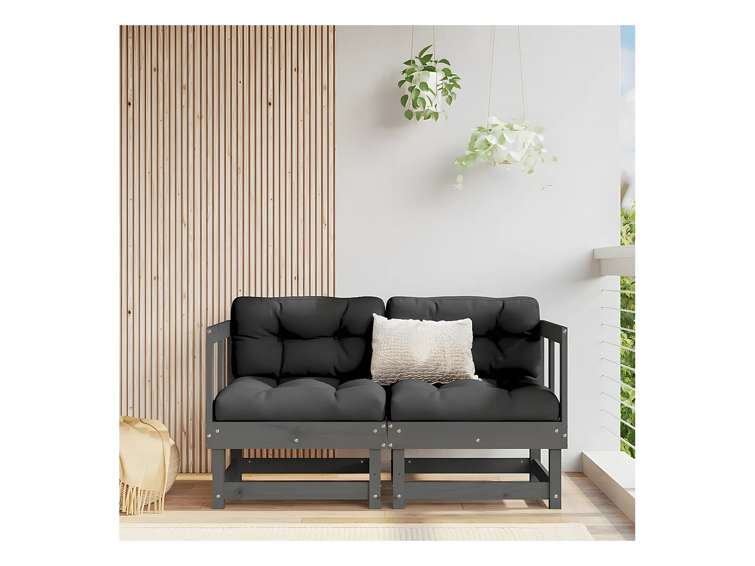 Canapés d'angle avec coussins 2 pcs gris bois de pin massif PWRS51491