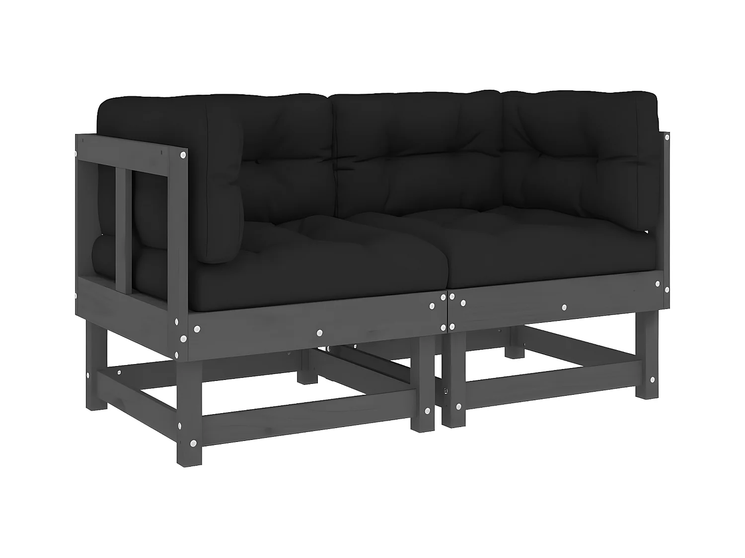 Canapés d'angle avec coussins 2 pcs gris bois de pin massif PWRS51491