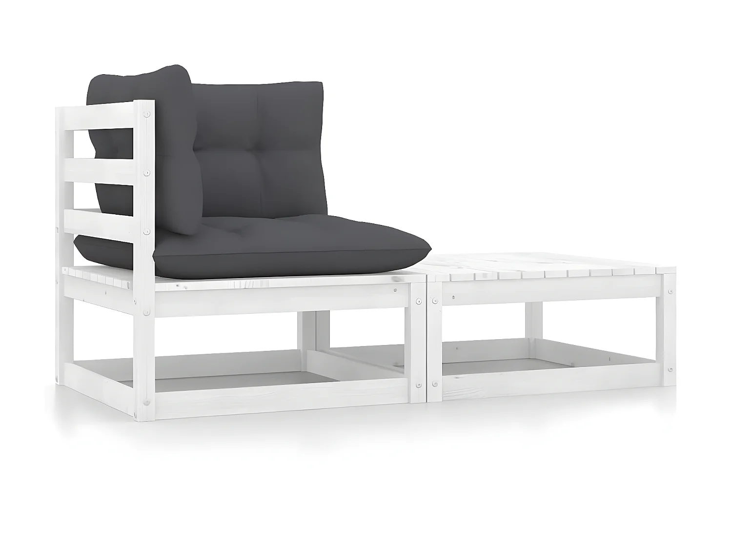 2 pcs Canapés de jardin avec coussins Blanc Bois de pin massif PWRS78663