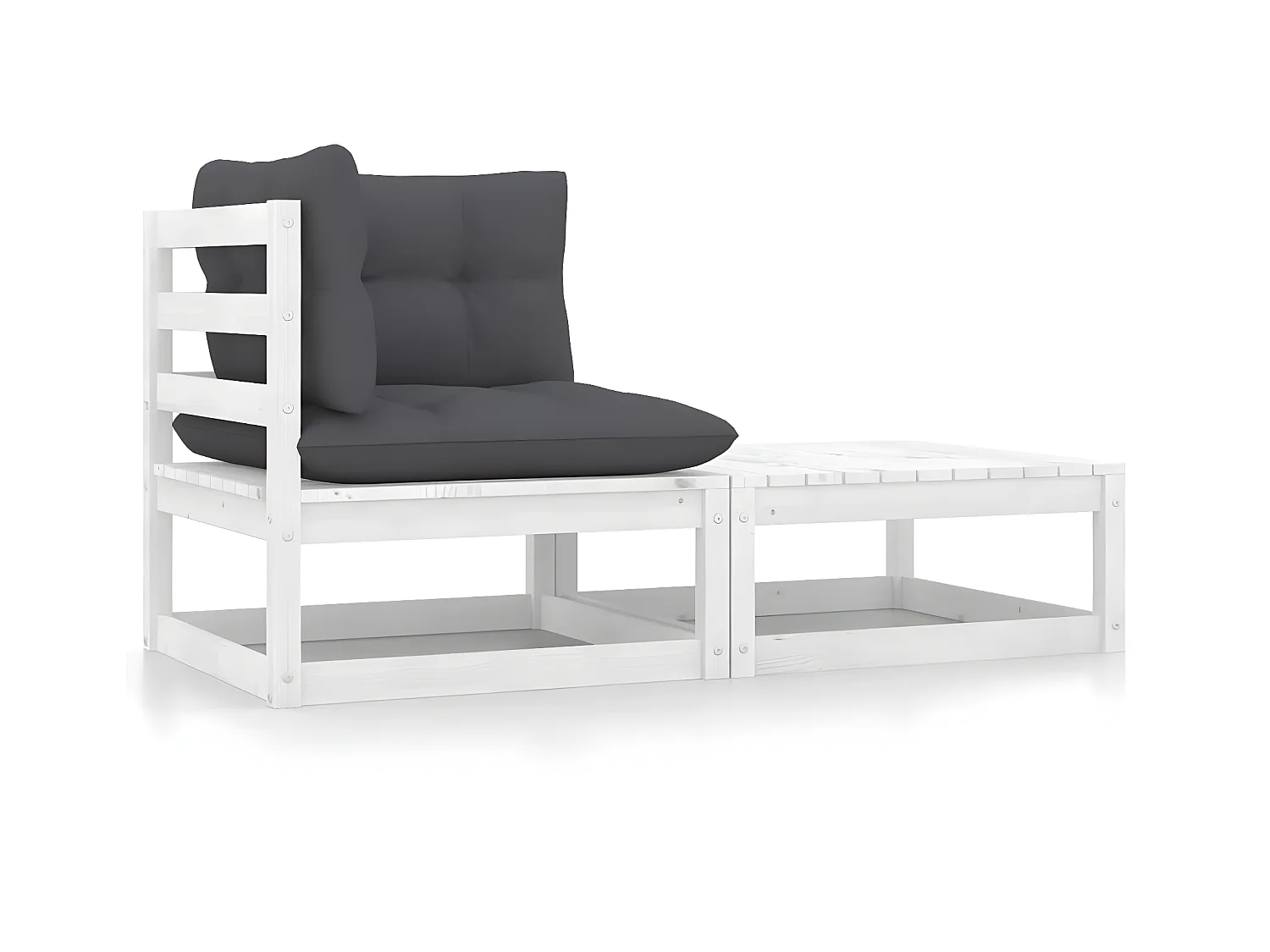 2 pcs Canapés de jardin avec coussins Blanc Bois de pin massif PWRS78663