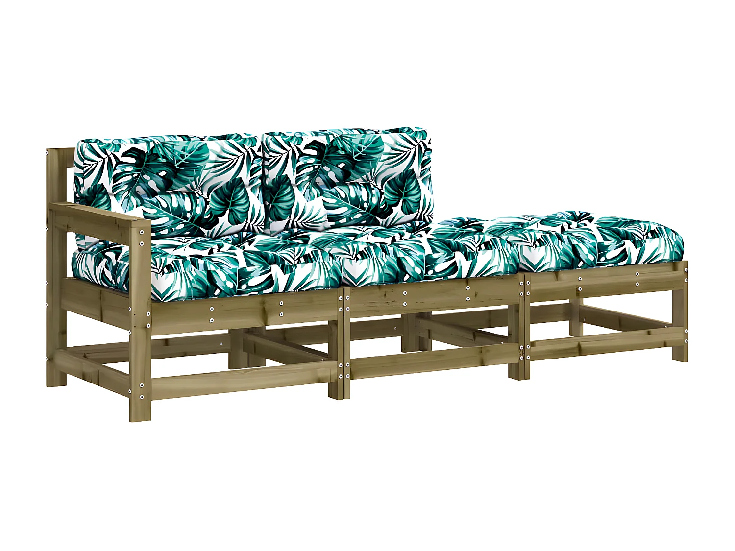 3 pcs conjunto lounge de jardim c/ almofadões pinho impregnado PT954702