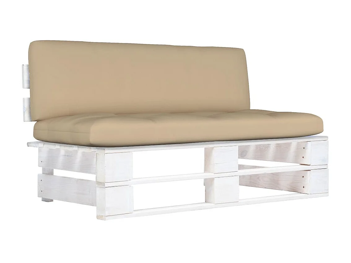 Sofá de centro em paletes p/ jardim pinho impregnado a branco PT250512