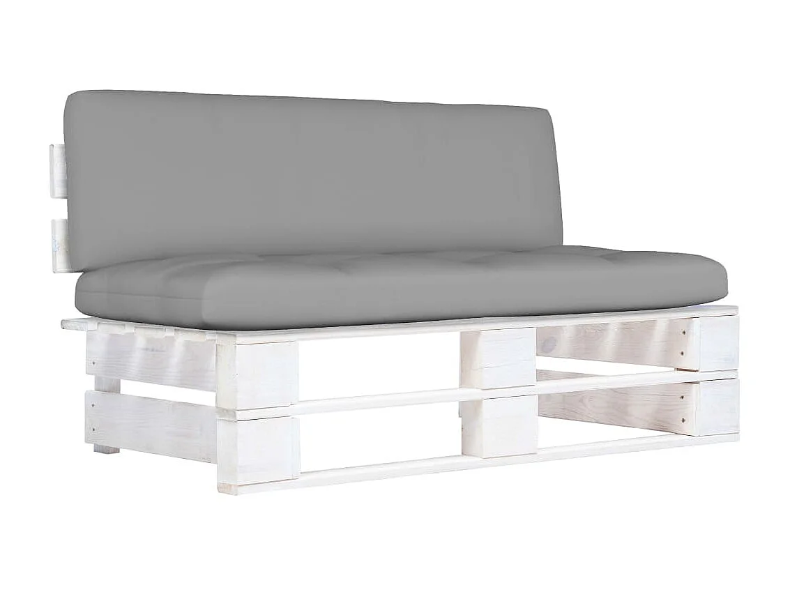 Canapé palette de jardin Blanc Bois de pin imprégné PWRS23314