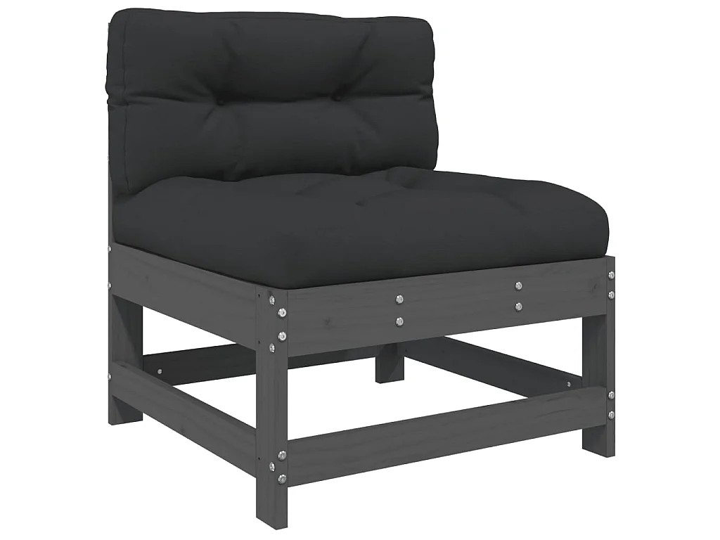 Canapés centraux de jardin avec coussins 2 pcs gris bois de pin massif PWRS73299