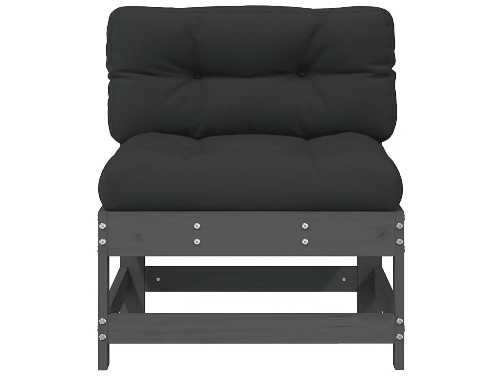 Canapés centraux de jardin avec coussins 2 pcs gris bois de pin massif PWRS73299