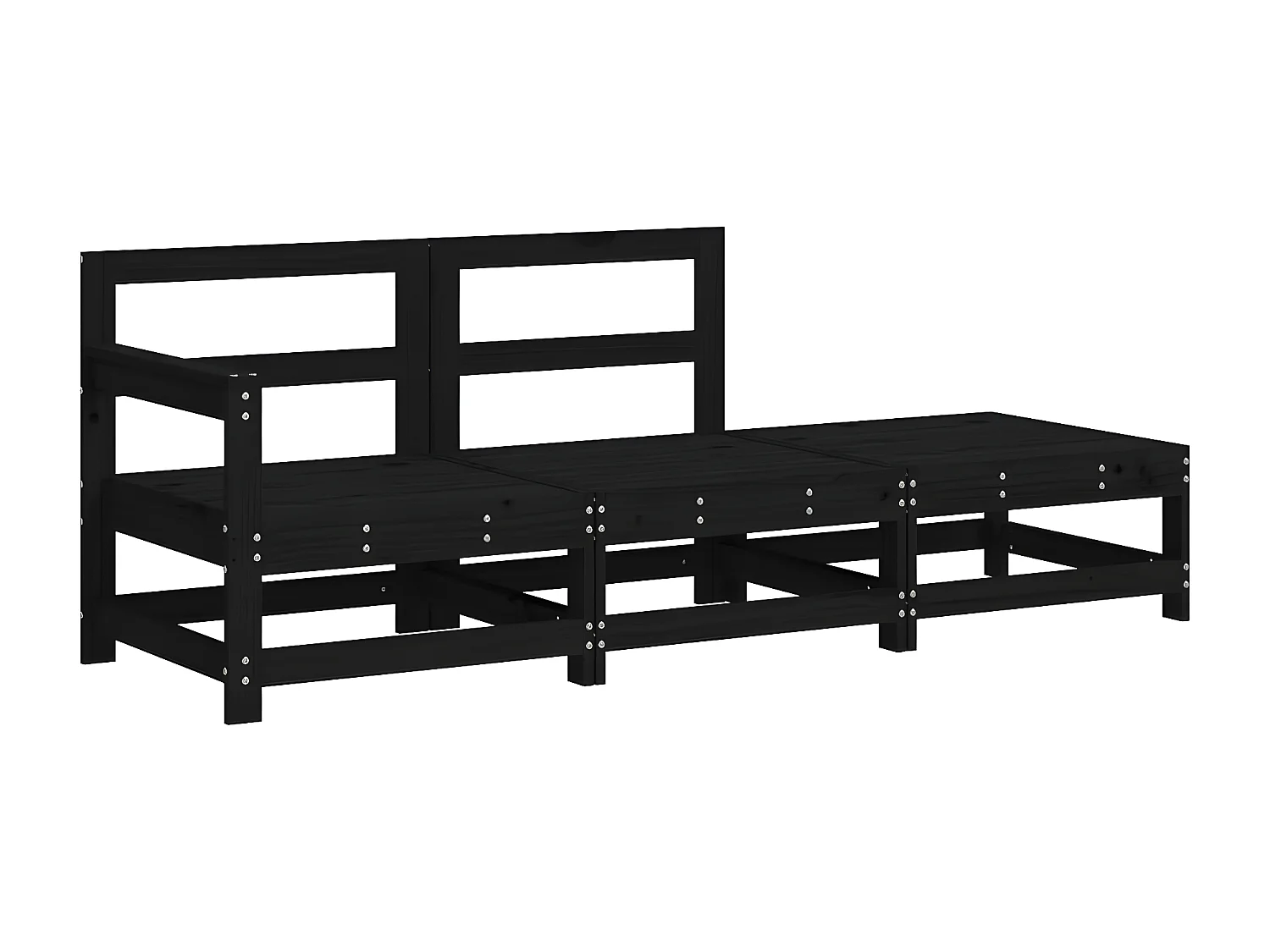 3 pcs Canapés de jardin avec coussins noir bois massif PWRS47717