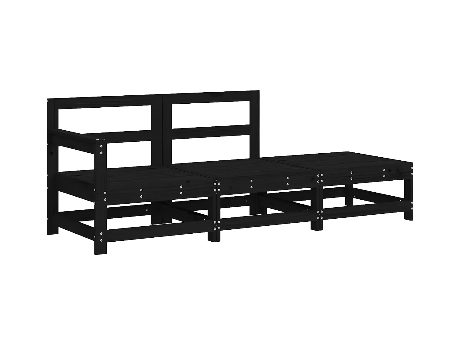 3 pcs Canapés de jardin avec coussins noir bois massif PWRS47717