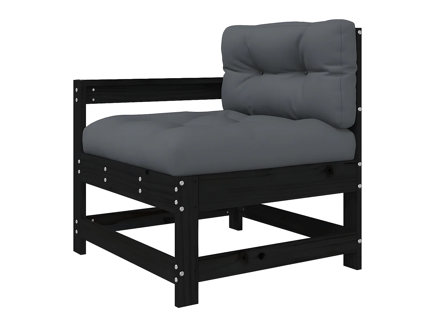 3 pcs Canapés de jardin avec coussins noir bois massif PWRS47717