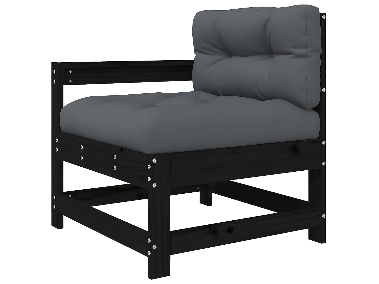 3 pcs Canapés de jardin avec coussins noir bois massif PWRS47717