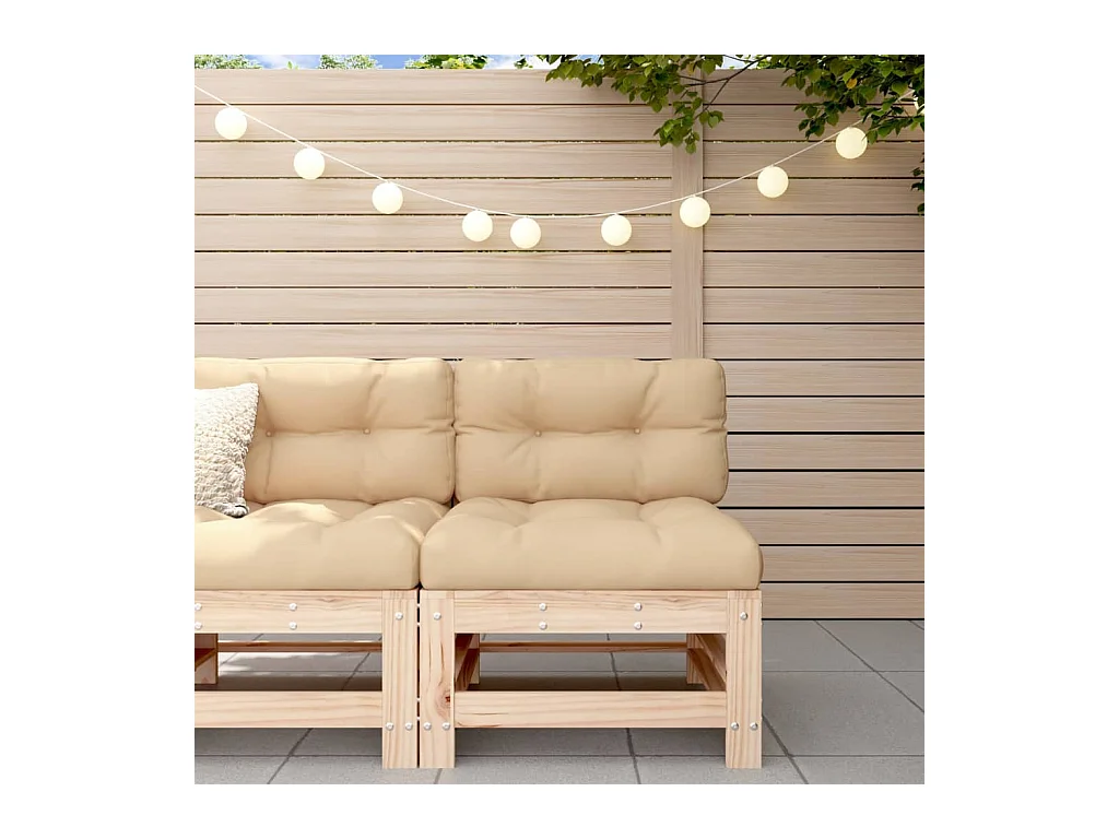 Canapé central de jardin avec coussins bois de pin massif PWRS39263