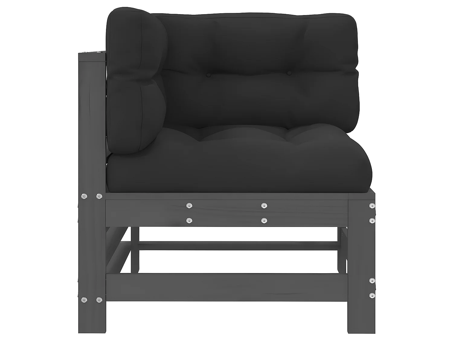 Canapé d'angle avec coussins gris bois de pin solide PWRS30597