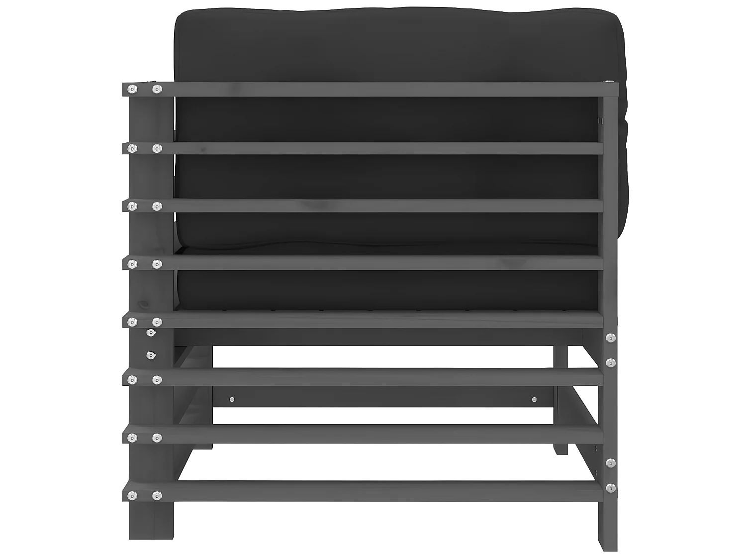 Canapé d'angle avec coussins gris bois de pin solide PWRS30597