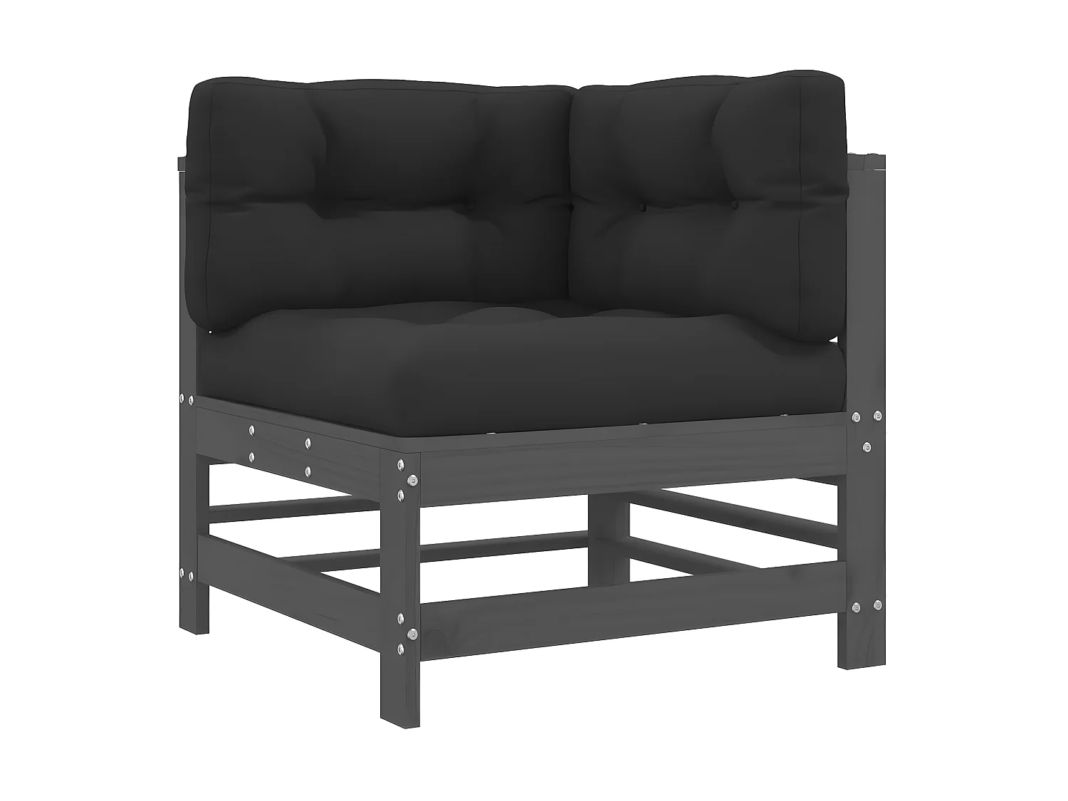 Canapé d'angle avec coussins gris bois de pin solide PWRS30597