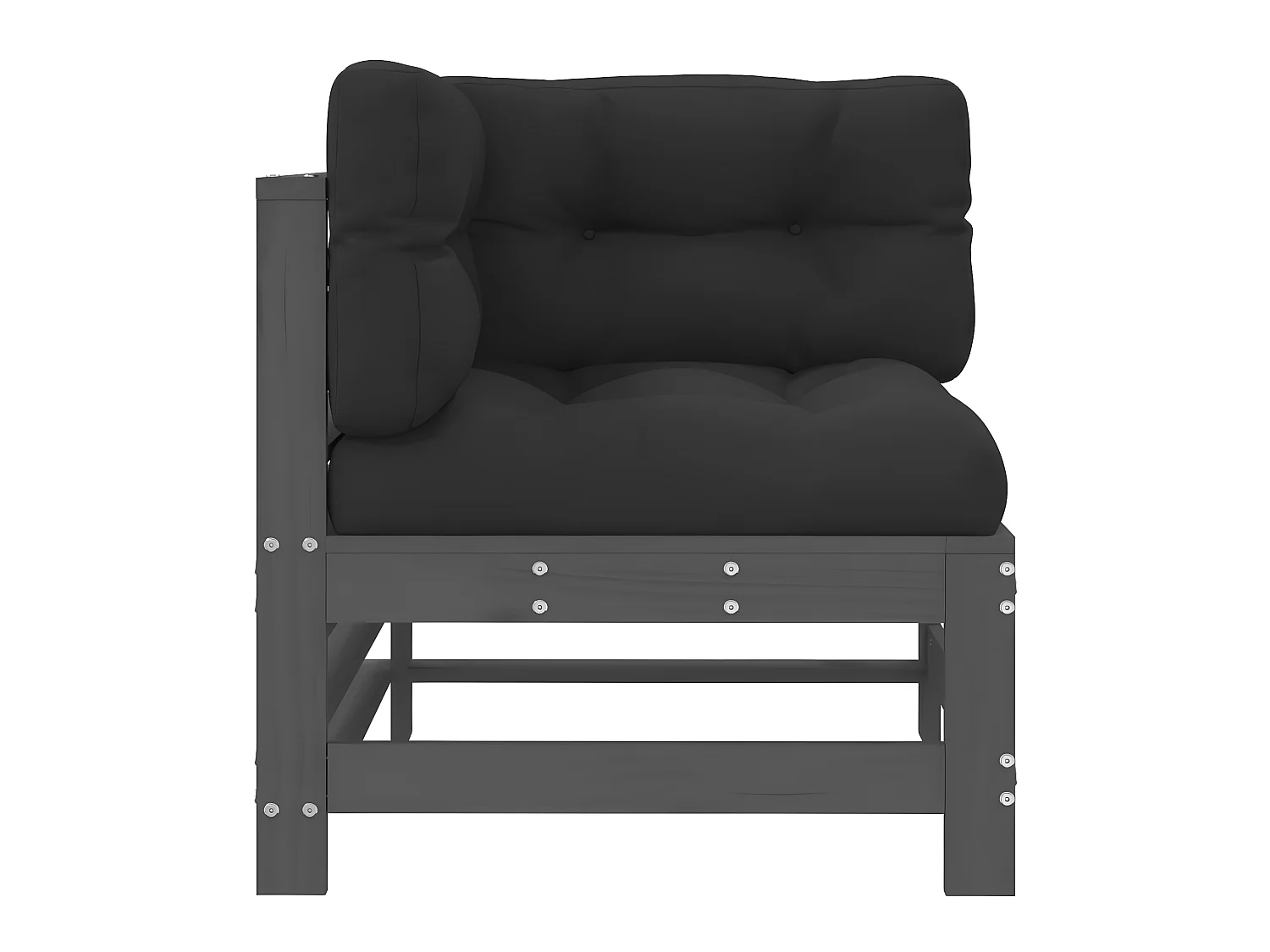 Canapé d'angle avec coussins gris bois de pin solide PWRS30597
