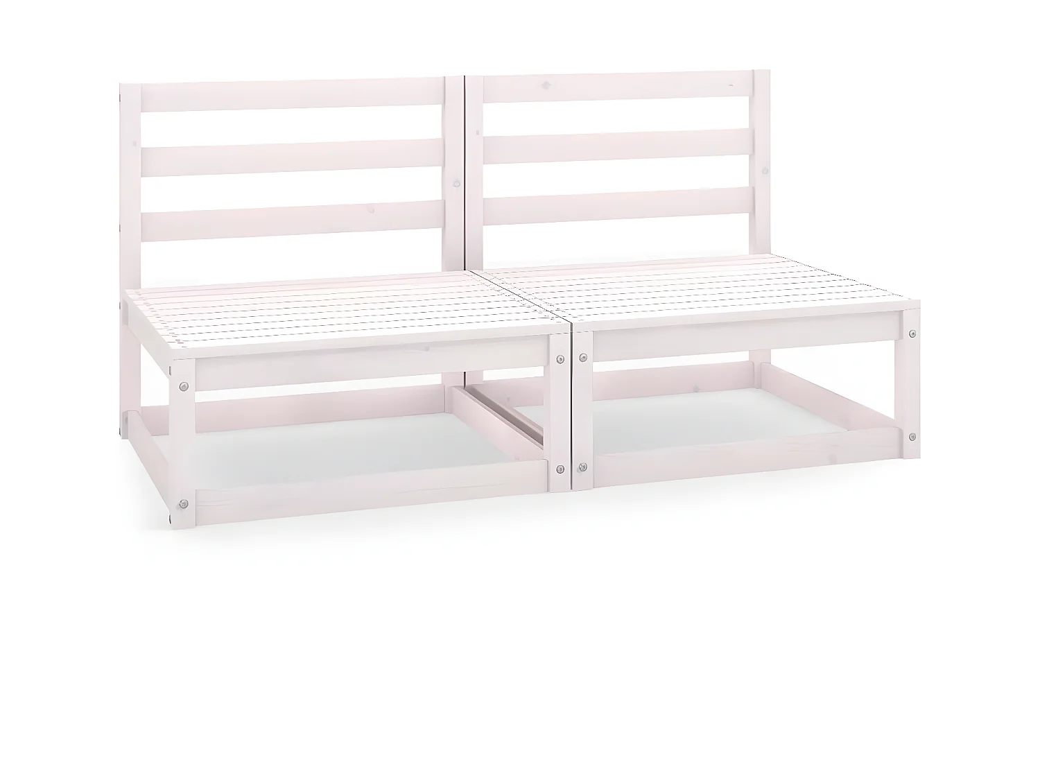 Canapé à 2 places de jardin Blanc Bois de pin solide PWRS74533