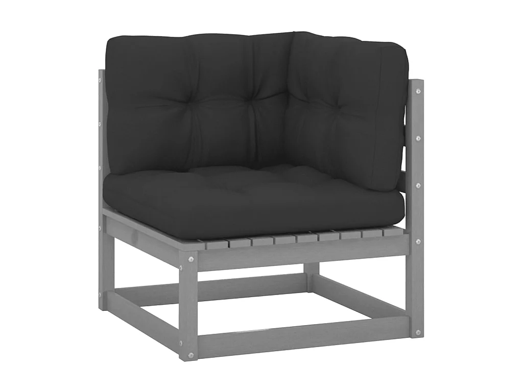 Canapé d'angle de jardin coussins anthracite Bois de pin massif PWRS37122
