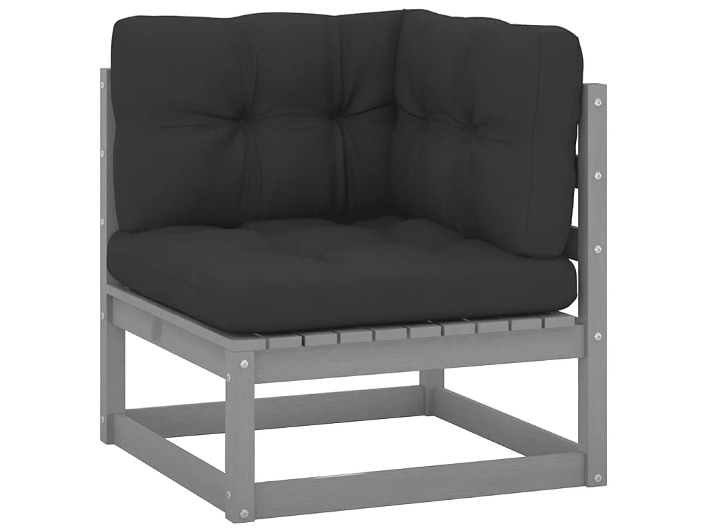Canapé d'angle de jardin coussins anthracite Bois de pin massif PWRS37122