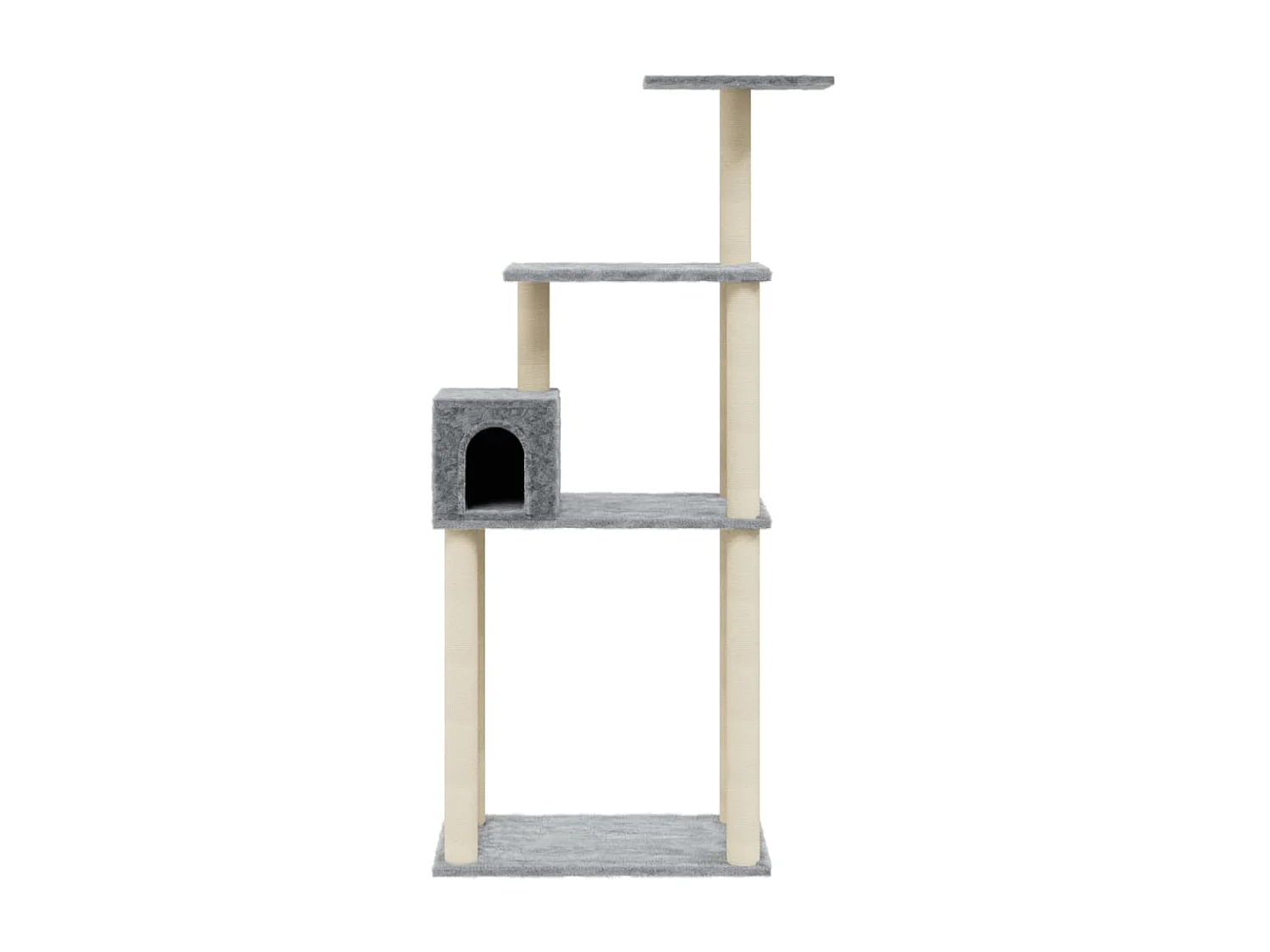 Rascador para gatos con postes de sisal gris claro 147 cm ES300050
