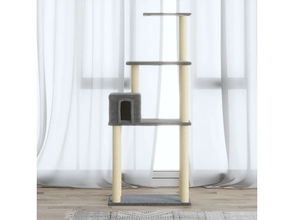 Arbre à chat avec griffoirs en sisal Gris clair 147 cm OFR24917 BonneVie Meuble