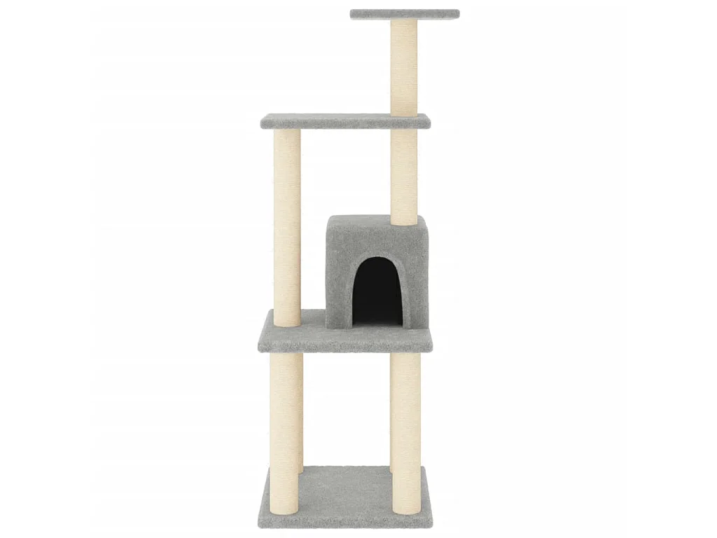 Rascador para gatos con postes de sisal gris claro 105 cm ES202765