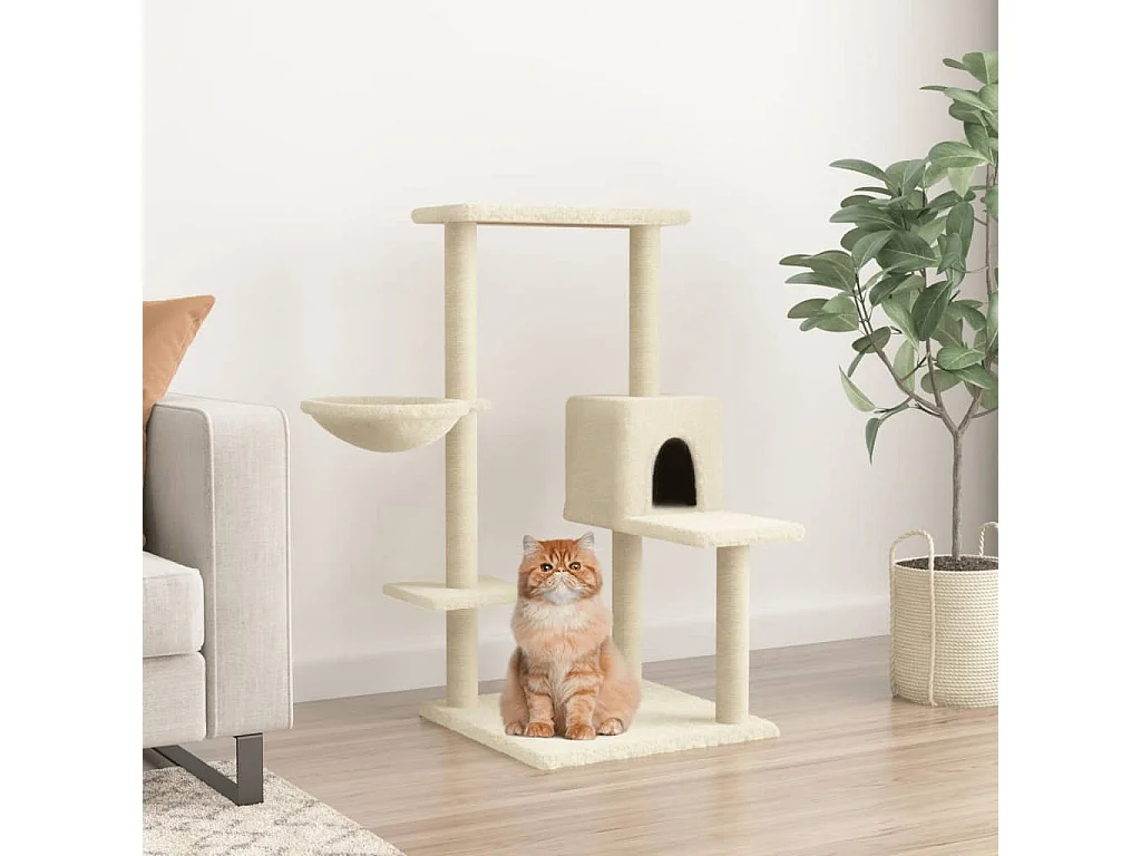Arbre à chat avec griffoirs en sisal Crème 95 cm OFR95840 BonneVie Meuble