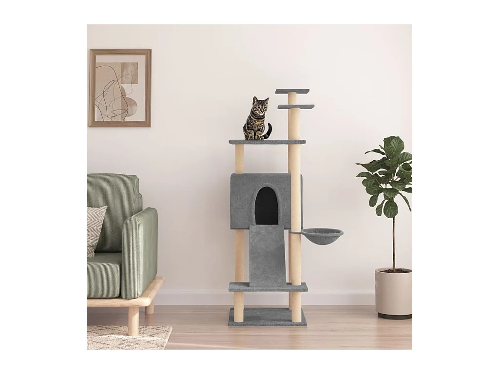 Arbre à chat avec griffoirs en sisal Gris clair 153 cm OFR28851 BonneVie Meuble