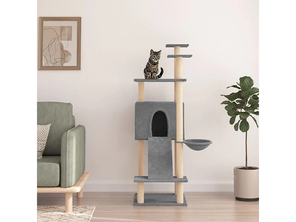 Arbre à chat avec griffoirs en sisal Gris clair 153 cm OFR28851 BonneVie Meuble