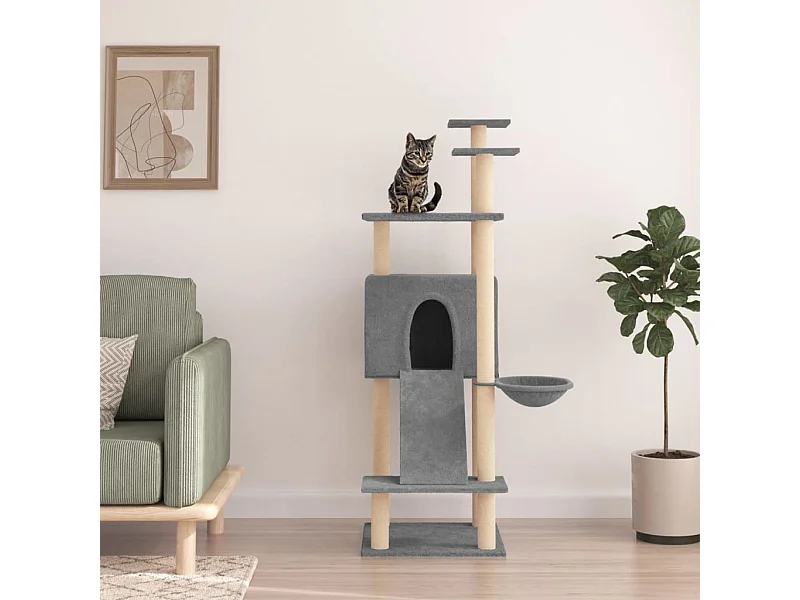 Arbre à chat avec griffoirs en sisal Gris clair 153 cm OFR28851 BonneVie Meuble