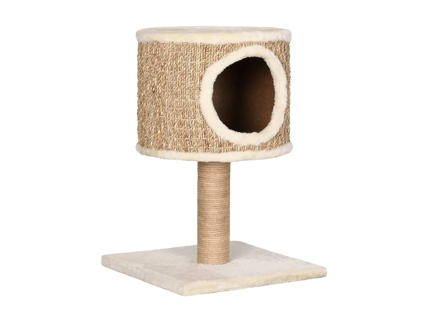 Árbol para gatos con casa y poste rascador 52 cm hierba marina ES725448