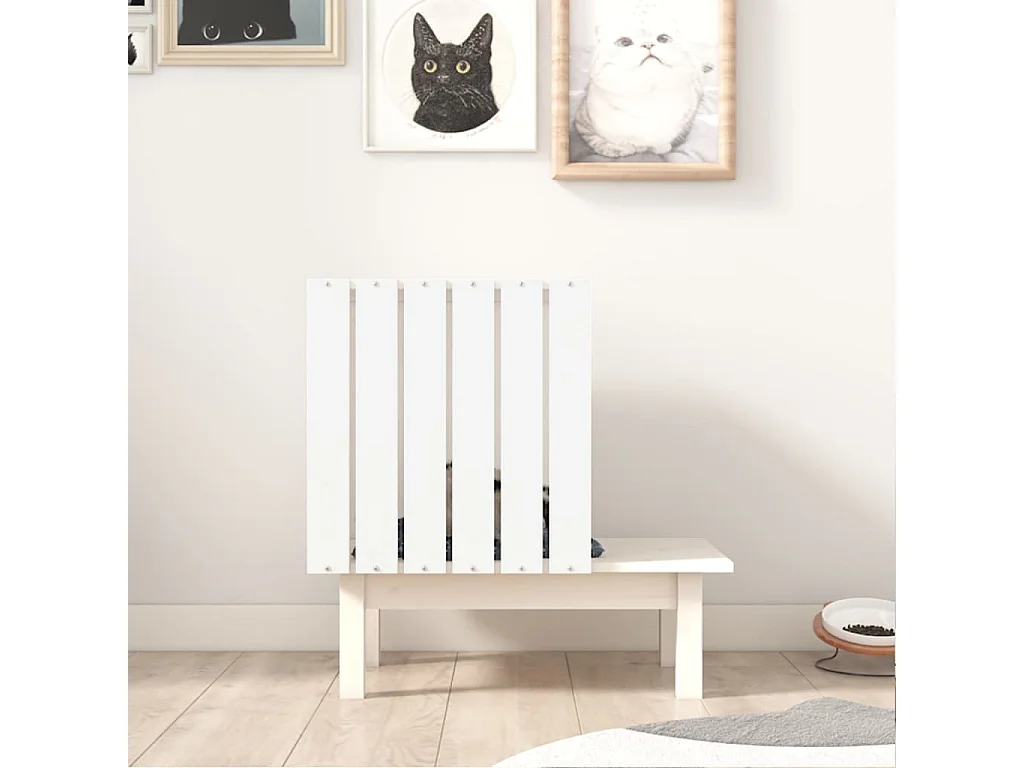 Arbre à chat Blanc 60x36x60 cm Bois de pin massif OFR60585 BonneVie Meuble