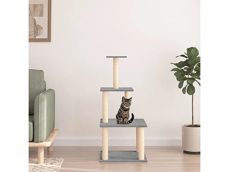Arbre à chat avec griffoirs en sisal gris clair 111 cm OFR63363 BonneVie Meuble